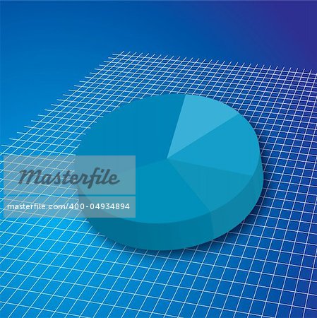 A pie chart in blue on a white grid for business use