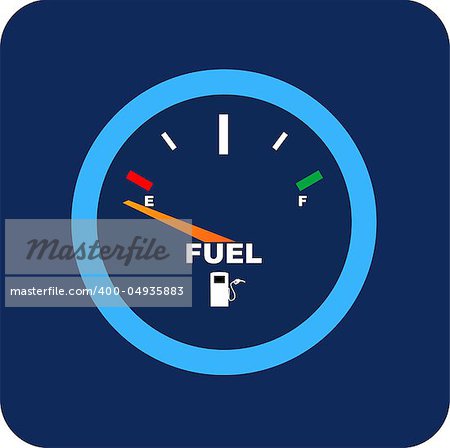 Vector image of a fuel gauge, shows empty.
