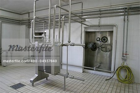 stailess steel temperature controlled pressure tanks and valves in dairy factory