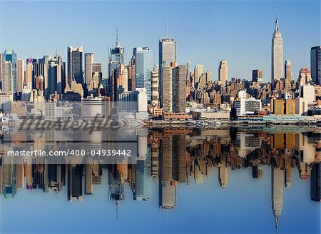 View of New York City with Hudson River reflection