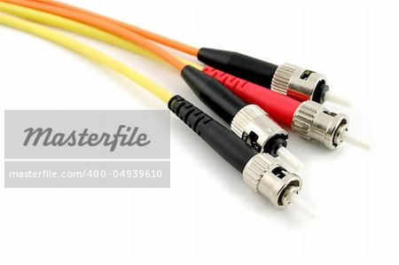 Fiber Optic Computer Cables isolated on a white background