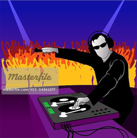 DJ party dance - coloured illustration - theme dance music