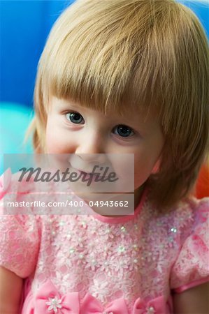 portrait of cute little girl in formal wear, soft-focused