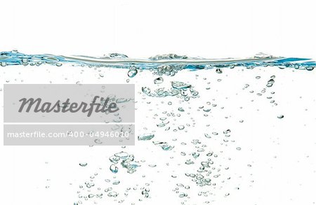 bubbles of water isolated on white background with some drops