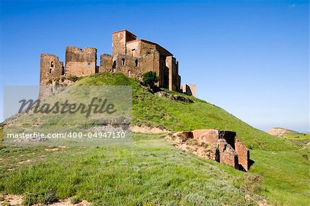Montearagon castle in Quicena, province of Huesca, Aragon, Spain  This castle was constructed in 1086 by King Sancho Ramirez to harass and conquer the muslim  Huesca.