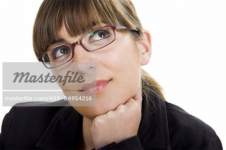 Beautiful woman with eyeglasses thinking in the future