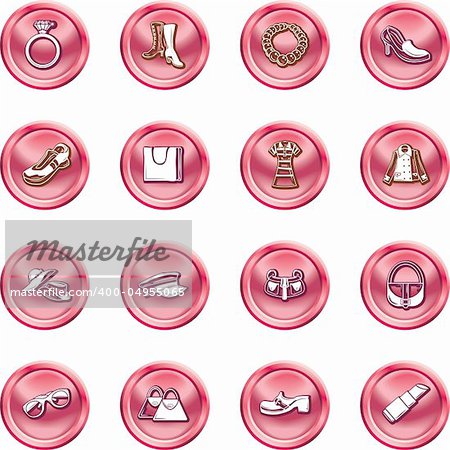 A set of fashion, clothes and accessory icons