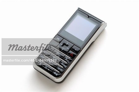 A modern mobile phone with white background