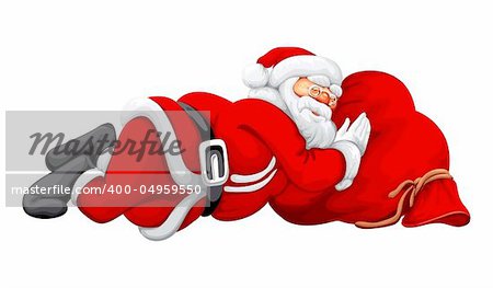 Santa Claus slipping on the sack vector illustration rasterized