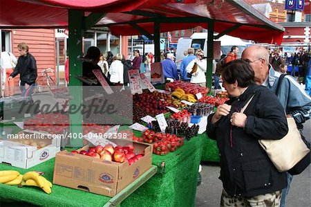 fruit market with different fruits