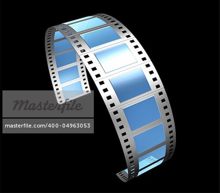 3d, filmstrip, film, strip transparent with reflection and glass