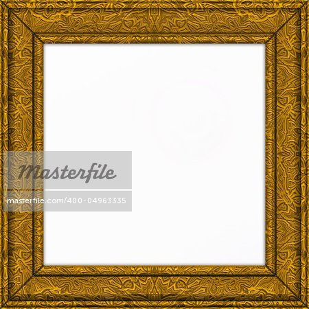 an old golden picture or certifcate frame with white centre
