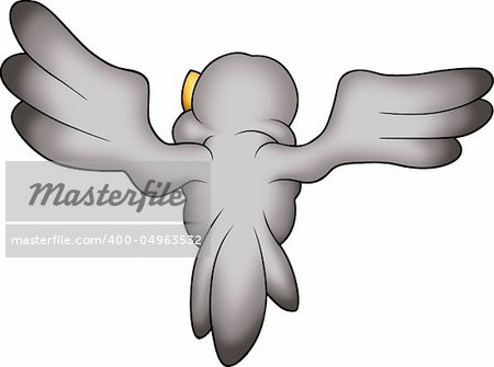 Flying bird 15 - High detailed and coloured illustration - Gray flying sparrow