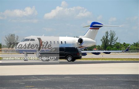 Corporate jet with VIP client