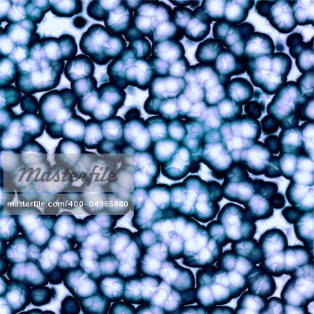 Background illustration of blue microorganisms under microscope
