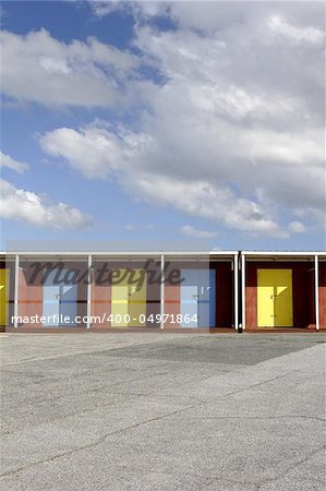 beach hut blue sky