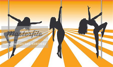 Silhouettes of pole dancers