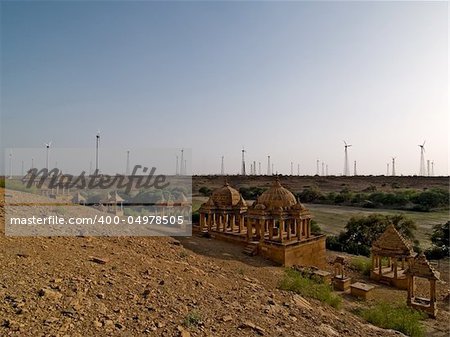 windfarm and cenotaphs in india