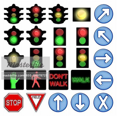 Set of icons for American style traffic signs