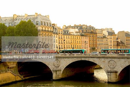 Stone bridge over Seine in Paris France
