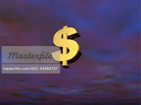 3d dollar sign on a dark sky