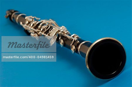 close up detail of a woodwind clarinet