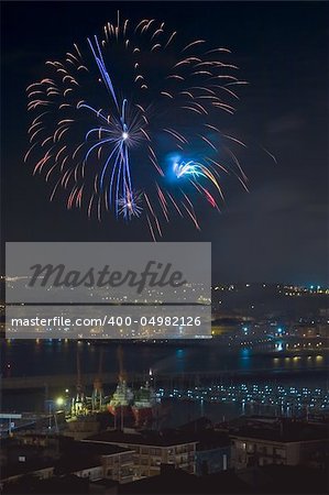 Fireworks on the Abra in Santurtzi, Bizkaia (Spain)