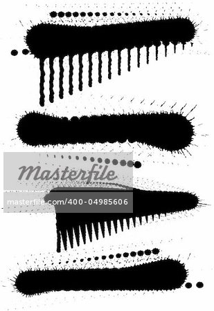 Four abstract editable vector ink splatter banners