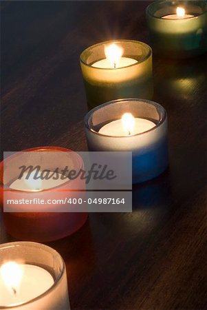 a set of 5 tea light candles