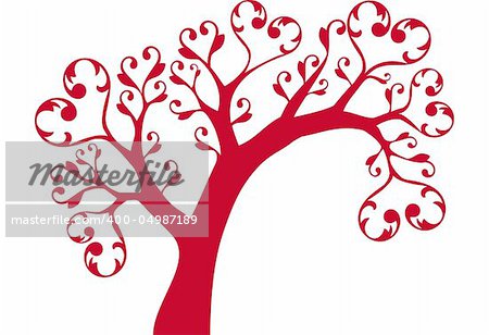 ornamental tree with heart swirls