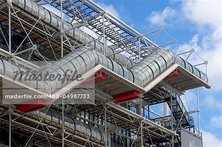 Stairs in the facade of centre Pompidou, Paris (France)