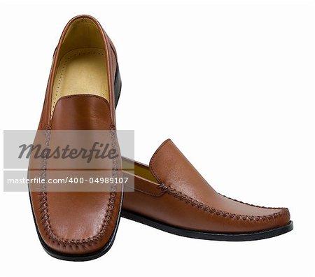 Brown leather sportive shoes. Clipping path included.