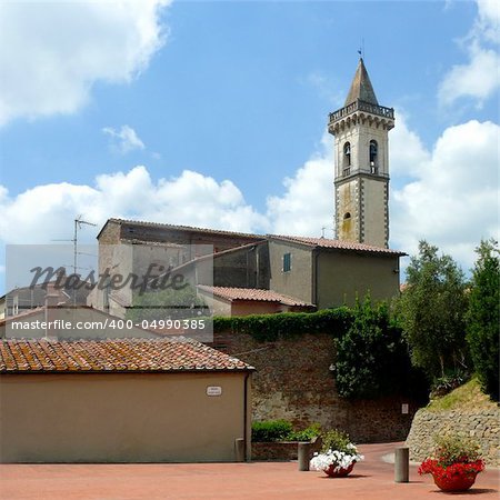 Santa Croce church in Vinci, Italy. The birthplace of Leonardo da Vinci lies just outside the town.