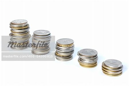 Coin pile isolated on white background