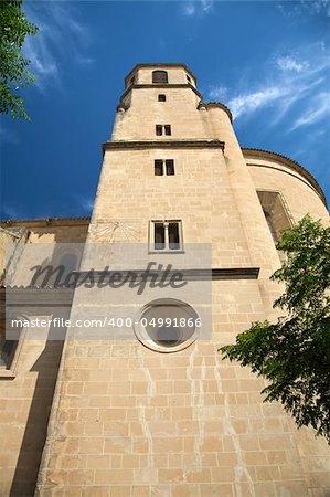 bell tower of el salvador church at ubeda city in spain