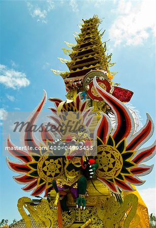 Balinese cremation tower during a ceremony