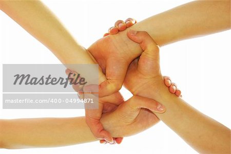 hands on a white background