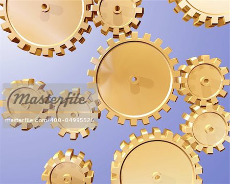 Illustration of highly polished interlocking cogs and gears