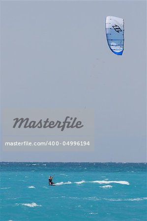 kite boarder  on  the Ionian island of Lefkas in Greece
