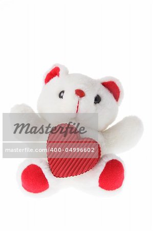 Teddy Bear with Love Heart on White Background