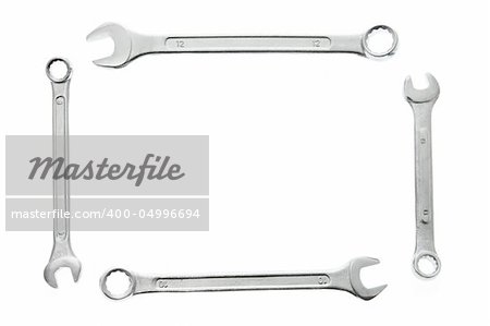 Spanners with Copy Space on White Background