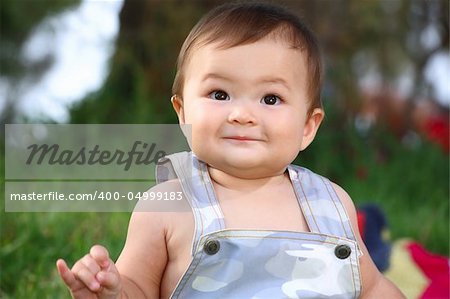 beautiful baby boy outdoors