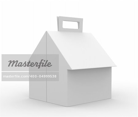 Packing box in the form of a house. Object over white