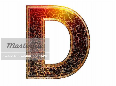 capital 3d letter with crackled texture