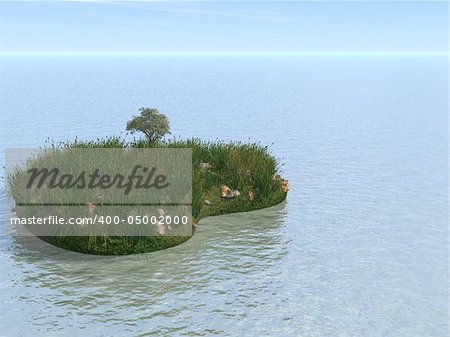 Island in the form of heart about vegetation and stones Island in the form of heart about vegetation and stones