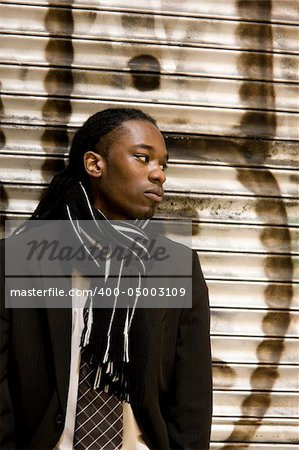 Young Urban African American Male with Stylish Suit