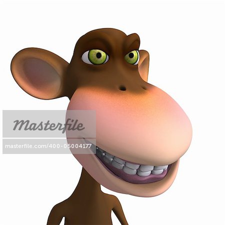 Render of a funny Toon Monkey with Clipping Path