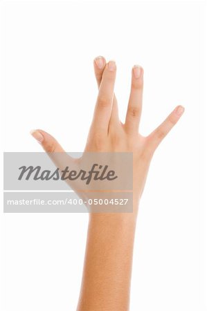 hands showing crossed fingers on  an isolated white background