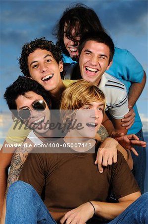Portrait of young male friends having fun together