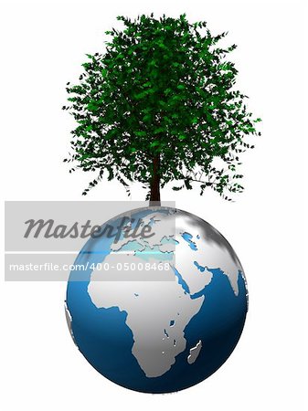 3d rendered illustration of a tree on a globe